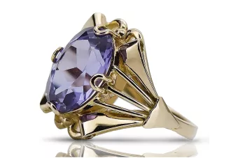 Ring Vintage style Alexandrite 14K Yellow gold vrc015y